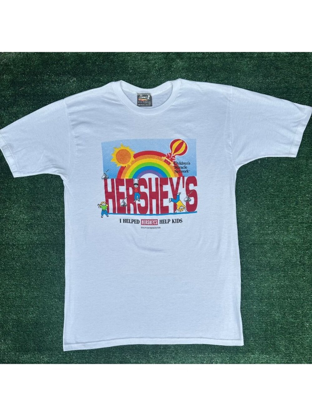 Vintage 90s Hershey Nonprofit T-Shirt White M Single Stitch Kidcore Colorful